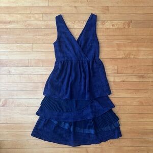 Ric Rac Anthropology Navy Blue Dress Tiered Layered Chic Boho